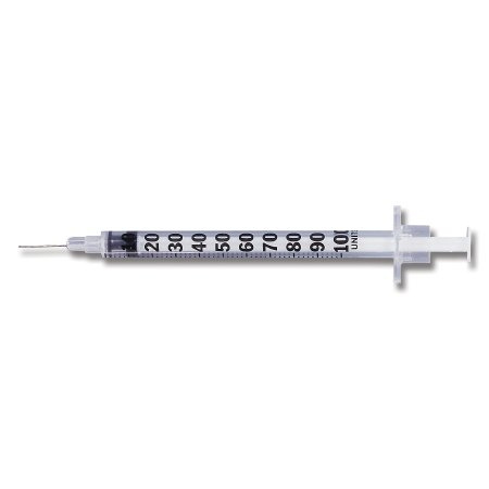 Becton Dickinson Insulin Syringe with Needle Ultra-Fine™ 1 mL 31 Gauge 5/16 Inch Attached Needle Without Safety - M-342665-1409 - Box of 100