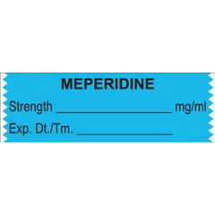 United Ad Label Drug Label UAL™ Anesthesia Label Tape Meperidine Strength_mg/mL Exp Dt Tm Light Blue 1/2 X 1-1/2 Inch - M-536919-2284 - Each