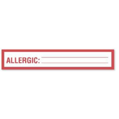 United Ad Label Pre-Printed Label UAL™ Allergy Alert White Paper ALLERGIC:_____________ Alert Label 1 X 6 Inch - M-649254-4165 - Roll of 1