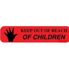 Precision Dynamics Pre-Printed Label Barkley® Auxiliary Label Red Keep Out Of Reach Of Children Black Safety and Instructional - M-688122-4633 - Roll of 1
