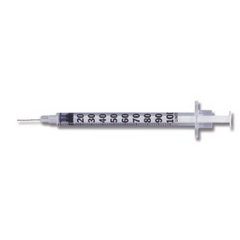 Becton Dickinson Insulin Syringe with Needle Micro-Fine™ 1 mL 28 Gauge 1/2 Inch Attached Needle Without Safety - M-1423-3766 - Case of 500