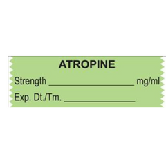 United Ad Label Drug Label UAL™ Anesthesia Label Tape Atrpine Strength_mg/mL Exp Dt Tm_ Green 1/2 X 1-1/2 Inch - M-720160-2611 - Roll of 1