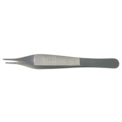 BR Surgical Dressing Forceps BR Surgical Hudson-Ewald 4-3/4 Inch Length Surgical Grade Stainless Steel NonSterile NonLocking Thumb Handle Straight Serrated Tips - M-726447-2687 - Each