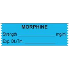 United Ad Label Drug Label UAL™ Anesthesia Label Tape Morphine Strength_mg/mL Exp Dt Tm Light Blue 1/2 X 1-1/2 Inch - M-701317-1179 - Roll of 1