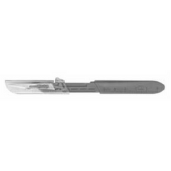 Aspen Surgical Products Safety Scalpel Bard-Parker™ Conventional No. 11 Stainless Steel / Plastic Nonslip Grip Handle with Centimeter Scale Sterile Disposable - M-419877-3039 - Each