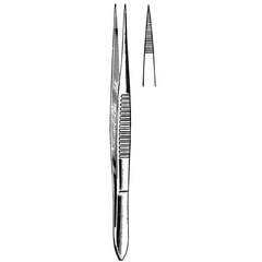 Fine Surgical Splinter Forceps 4-1/2 Inch Length Floor Grade Stainless Steel NonSterile NonLocking Thumb Handle Straight Serrated, Fine Point Tips - M-1119588-3414 - Each