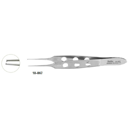 Miltex Tissue Forceps Miltex® Bishop-Harmon 3-3/8 Inch Length OR Grade German Stainless Steel NonSterile NonLocking Fenestrated Thumb Handle Straight Serrated Tips with 1 X 2 Teeth - M-249741-2736 - Each