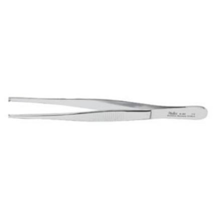 Miltex Tissue Forceps 4-1/2 Inch Length Surgical Grade Stainless Steel NonSterile NonLocking Thumb Handle Straight Serrated Tips with 2 X 3 Teeth - M-250249-4265 - Each