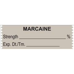 United Ad Label Drug Label UAL™ Anesthesia Label Tape Marcaine Strength_% Exp Dt Tm_ Gray 1/2 X 1-1/2 Inch - M-720154-1343 - Roll of 1