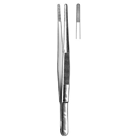 Fine Surgical Dressing Forceps 5 Inch Length Floor Grade Stainless Steel NonLocking Thumb Handle Straight Serrated Tips - M-1119587-1135 - Each