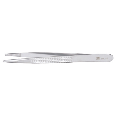 Miltex Tissue Forceps Miltex® Bonney 7 Inch Length OR Grade German Stainless Steel NonSterile NonLocking Thumb Handle Straight Serrated Tips with 1 X 2 Teeth - M-519849-1395 - Each