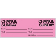 Precision Dynamics Pre-Printed Label Instructional Label Pink Paper Change Sunday Black Syringe Label 1 X 2-15/16 Inch - M-865118-2790 - Roll of 1
