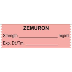 United Ad Label Drug Label UAL™ Anesthesia Label Tape Zemuron Strength_mg/mL Exp Dt Tm Fluorescent Red 1/2 X 1-1/2 Inch - M-720162-3515 - Roll of 1