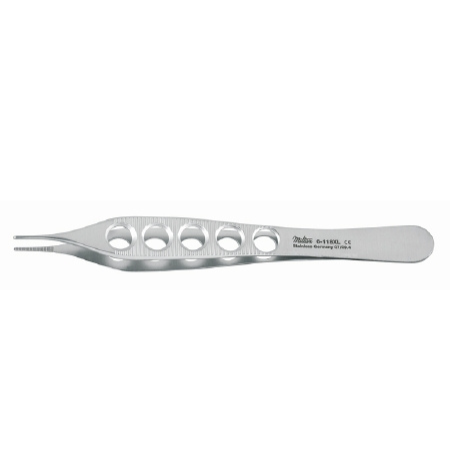 Miltex Dressing Forceps Miltex® Adson 4-3/4 Inch Length OR Grade German Stainless Steel NonSterile NonLocking Fenestrated Thumb Handle Straight Delicate Serrated Tips - M-484877-1604 - Each