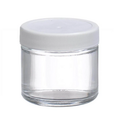 Fisherbrand™ Clear Straight Sided Glass Jars with White Polypropylene Caps - 60 ML - Case of 144