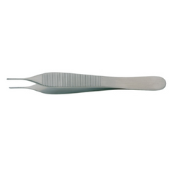 BR Surgical Tissue Forceps BR Surgical Adson-Micro 4-3/4 Inch Length Surgical Grade Stainless Steel NonSterile NonLocking Thumb Handle Straight Serrated Tips - M-669270-3050 - Each