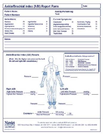Natus Medical Ankle Brachial Index Report Form