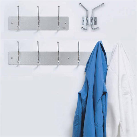 Wall-Mount Metal Apparel/Coat Racks 6-Hook • Satin Aluminum • 36"W x 3.75"D x 6.75"H ,1 Each - Axiom Medical Supplies