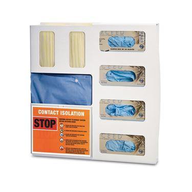 MarketLab Isolation Station with Sign Holder White ABS Quad Isolation Station • 22.875"W x 4.375"D x 22.875"H ,1 Each - Axiom Medical Supplies