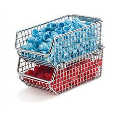 Wire Mesh Hang and Stack Bins 11"W x 10.75"D x 5"H ,1 Each - Axiom Medical Supplies