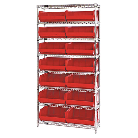 Wire Shelving Complete Organizer Bin Bundle 14"D Includes 28 Bins • 14.75"L x 8.25"W x 7"H ,1 Each - Axiom Medical Supplies