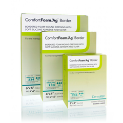 ComfortFoam Ag Bordered Foam Wound Dressing with Soft Silicone Adhesive & Silver