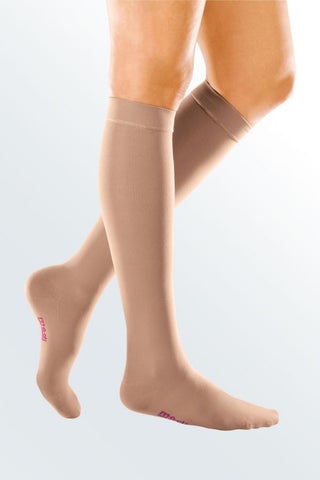 Mediusa Compression Stocking mediven forte Knee High Size 7 / Extra Wide Caramel Closed Toe - M-1092811-2914 - Pair