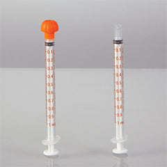 NeoMed Oral Dispensers with Tip Caps, 1mL, Clear/Amber Markings, 100 Pack H-19405CA-10-16591