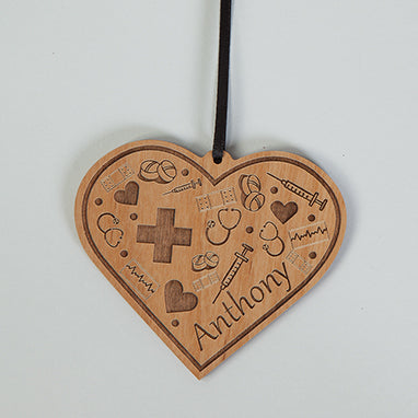 Male Nurse Etched Wood Ornament, Personalized H-N228-12465