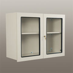 Wall Cabinet with Windows and Lock, 36 Inch