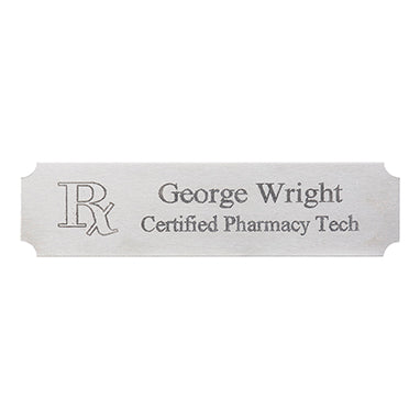 Silver/Black Name Badge with Engraved Rx H-Q128-20235