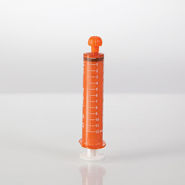 NeoMed Oral Dispensers with Tip Caps, 12mL, Amber/White Markings, 25 Pack H-19414A-01-16566