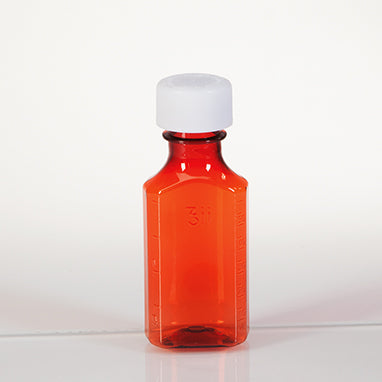 Amber Plastic Oval Medicine Bottles, 2 oz. H-19489-14273