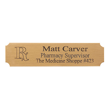 Brass/Black Name Badge with Engraved Rx H-Q121-20233