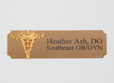 Brass Name Badge with Caduceus Logo H-G262-20210