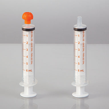 NeoMed Oral Dispensers with Tip Caps, 6mL, Clear/Amber Markings, 25 Pack  H-19411CA-01-16562