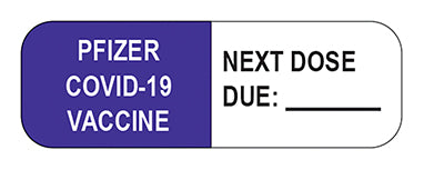 Pfizer Covid-19 Vaccine - Next Dose Due Labels H-2333-16327