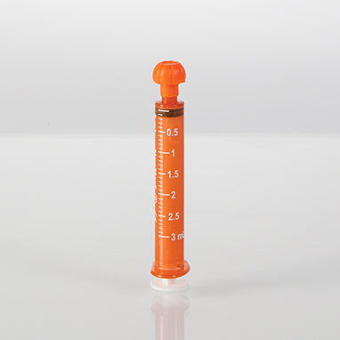 NeoMed Oral Dispensers with Tip Caps, 3mL, Amber/White Markings, 100 Pack H-19408A-10-16595