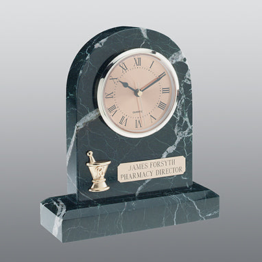 Marble Zebra Clock, Personalized Brass Plate H-C453-13643