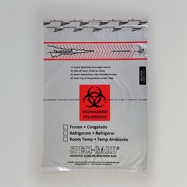 Biohazard Specimen Transport Bags, 13 x 18 H-18729-13364