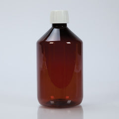 Amber Plastic Bottles with Caps, 500mL H-102923-12099