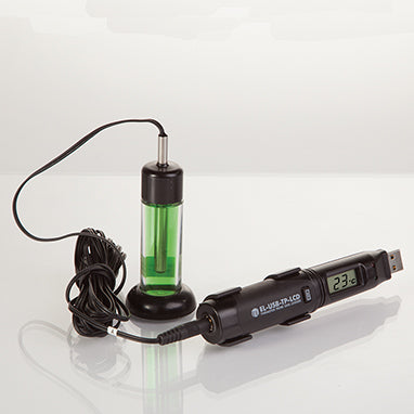 USB Probe Data Logger w/ LCD Screen and External Thermistor Glycol Bottle Probe H-19516-14774
