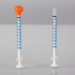 NeoMed Oral Dispensers with Tip Caps, 0.5mL, Clear/Blue Markings, 25 Pack H-19402CB-01-16586