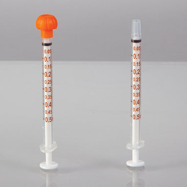 NeoMed Oral Dispensers with Tip Caps, 0.5mL, Clear/Amber Markings, 100 pack H-19402CA-10-16585