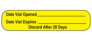 Date Vial Opened Labels H-18619-13102