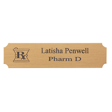 Brass/Black Name Badge with Engraved Mortar and Pestle H-Q122-20234
