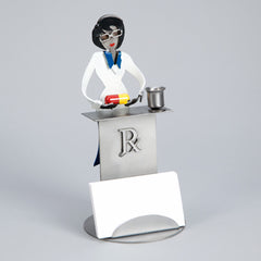 Female Pharmacist Steel Sculpture Cardholder H-18795-14996