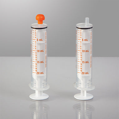 NeoMed Oral Dispensers with Tip Caps, 20mL, Clear/Amber Markings, 25 Pack H-19417CA-01-16574