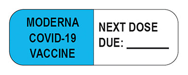 Moderna Covid-19 Vaccine - Next Dose Due Labels H-2334-16328