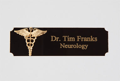 Black and Brass Name Badge with Caduceus Logo H-G263-20211